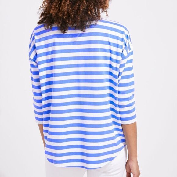 NWOT Vineyard Vines Pieced Deluxe Blue White Striped Tee T Shirt Top MEDIUM - Picture 5 of 7